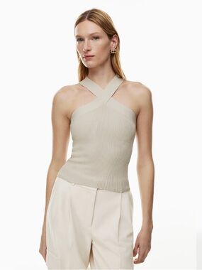 NWOT Aritzia Babaton Cream Cross-Strap Ribbed Tank Top